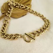 Catena maglia Gourmette limata 15 mm Acciaio inossidabile dorato 316L x50cm