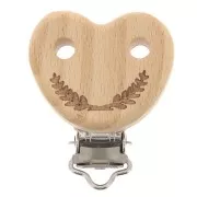Clip rimovibile portacuccio - cuccio 45x36 mm in legno - Cuore - Naturale x1