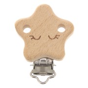 Clip rimovibile portacuccio - cuccio 50x37 mm in legno - stella - Naturale x1