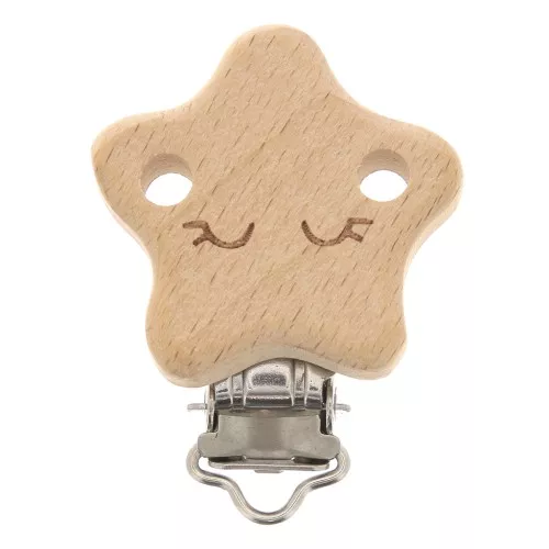 Clip rimovibile portacuccio - cuccio 50x37 mm in legno - stella - Naturale x1