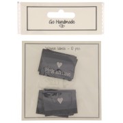 Kit di 10 etichette tessute da cucire 35x19 mm Made with love - Grigio|raw }}