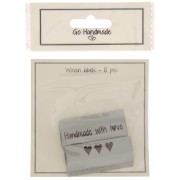 Kit di 10 etichette tessute da cucire doppia 50x11.5mm - Handmade with love Grigio