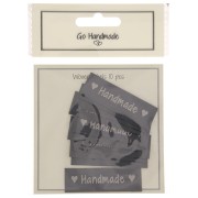 Kit di 10 etichette tessute da cucire 50x15 mm - Handmade - Grigio scuro - Beige