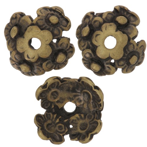 Coppette decorazione fiori mm. 12 rame antico x4