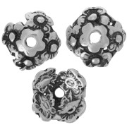 Coppette decorazione fiori mm. 12 argentato antico x4|raw }}