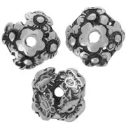 Coppette decorazione fiori mm. 12 argentato antico x4