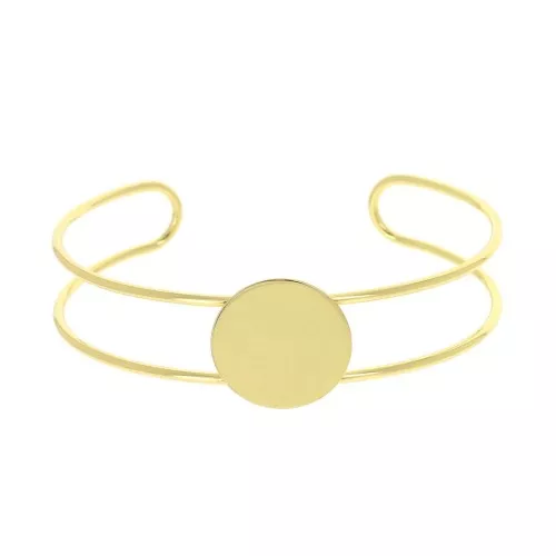 Bracciale in ottone per cabochon tondo 15mm Dorato con oro fino x1