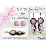 Cabochon di vetro di Puca® 18 mm Opaque Salmon Spotted x1