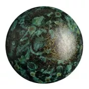 Cabochon rotondo di vetro di Puca® 25 mm Metallic Mat Green Spotted x1