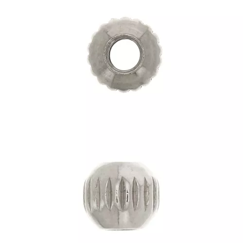 Perle tonde striate 4 mm - Acciaio inossidabile x10