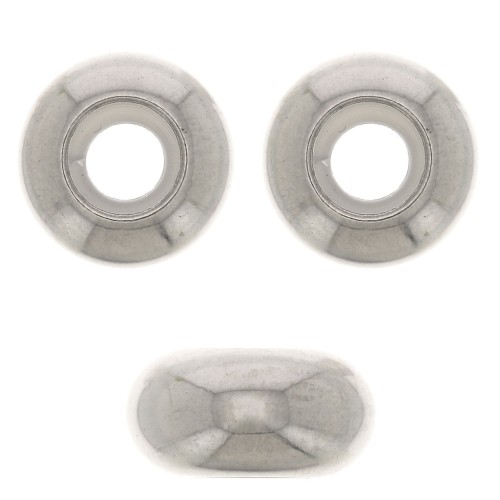 Perla stopper 9 mm con un foro di 3.8 mm - Acciaio inossidabile x1