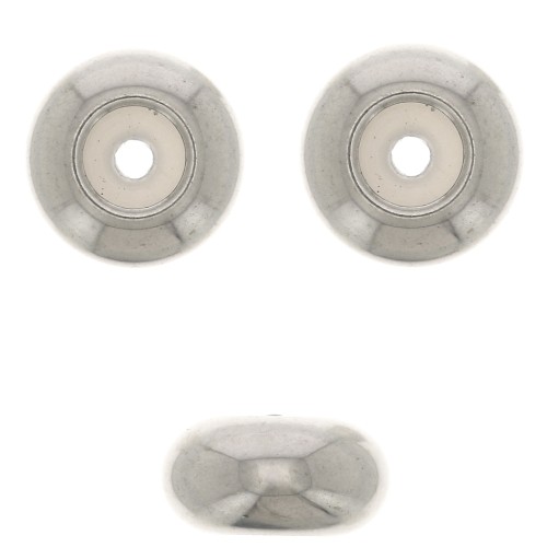 Perla stopper 7 mm con un foro di 2 mm - Acciaio inossidabile x1