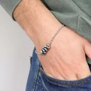 Perla stopper 6 mm con un foro di 2.5 mm - Acciaio inossidabile x1