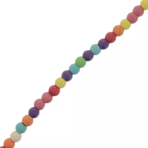 Perle tonde 6 mm imitazione Howlite - Multicolore x34cm