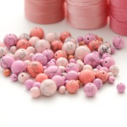 Perle tonde 4 mm Howlite tinta- Rosa chiaro x30