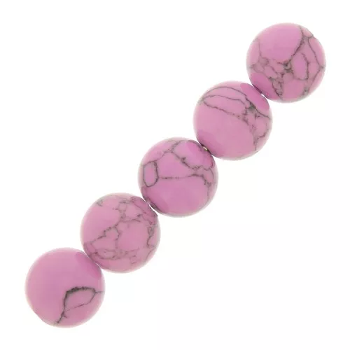 Perle tonde 4 mm Howlite tinta- Rosa x30