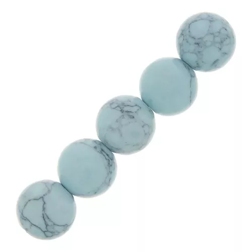 Perle tonde 6 mm Howlite tinta- Blu chiaro x20