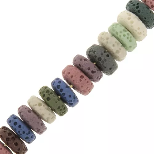 Perle rondelle Heishi 8 mm pietra lavica colorata - Multicolore x20