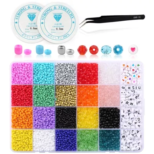 Kit di perle in vetro e di perle alfabeto per bracciali e bijoux DIY