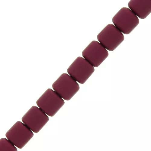Perle tubi stile Heishi in pasta polimerica 6x6.2 mm - Prugna x40 cm