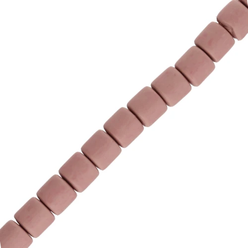 Perla a tubo stile Heishi in pasta polimerica 6x6,2 mm - Rosa antico x39 cm