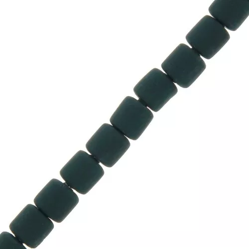 Perle tubi stile Heishi in pasta polimerica 6x6.2 mm - Verde scuro x40 cm