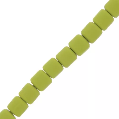 Perle tubi stile Heishi in pasta polimerica 6x6.2 mm - Verde chiaro x40 cm