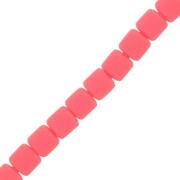 Perle tubi stile Heishi in pasta polimerica 6x6.2 mm - Corail Fluo  x40 cm|raw }}