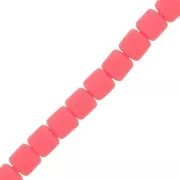 Perle tubi stile Heishi in pasta polimerica 6x6.2 mm - Corail Fluo  x40 cm