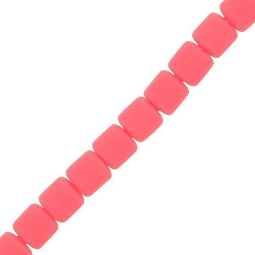 Perle tubi stile Heishi in pasta polimerica 6x6.2 mm - Corail Fluo  x40 cm