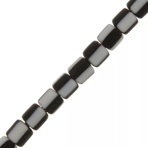 Perle tubi stile Heishi in pasta polimerica 6x6.2 mm - Scacchi nero -Bianco x40 cm