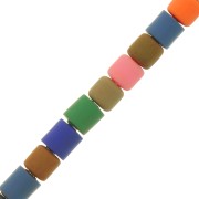 Perle tubi stile Heishi in pasta polimerica 6x6.2 mm - Multicolore - Fluo x40 cm|raw }}