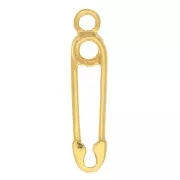 Ciondolo spilla da balia 16x3.5 mm in Argento 925 Dorato con oro fino x1