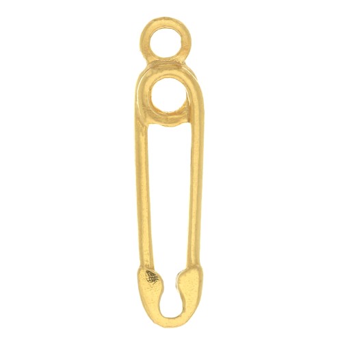 Ciondolo spilla da balia 16x3.5 mm in Argento 925 Dorato con oro fino x1