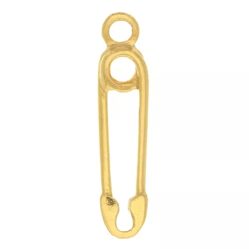 Ciondolo spilla da balia 16x3.5 mm in Argento 925 Dorato con oro fino x1