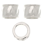 Perla tubo lavorata 5x7 mm con foro grande 5 mm - Argento 925 x1