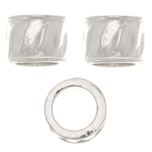 Perla tubo lavorata 5x7 mm con foro grande 5 mm - Argento 925 x1