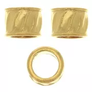 Perla tubo lavorata 5x7 mm con foro grande 5mm -Argento 925 Dorato con oro fino x1