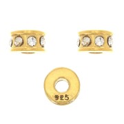 Perle rondelle strass 5 mm - Argento 925 Dorato con oro fino - Cristallo x1|raw }}