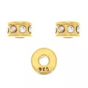 Perle rondelle strass 5 mm - Argento 925 Dorato con oro fino - Cristallo x1