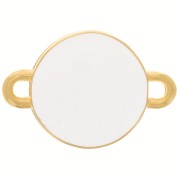 Distanziatore rotondo resina eposs. 2 anellini 12 mm Dorato con oro fino Bianco
