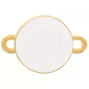 Distanziatore rotondo resina eposs. 2 anellini 12 mm Dorato con oro fino Bianco