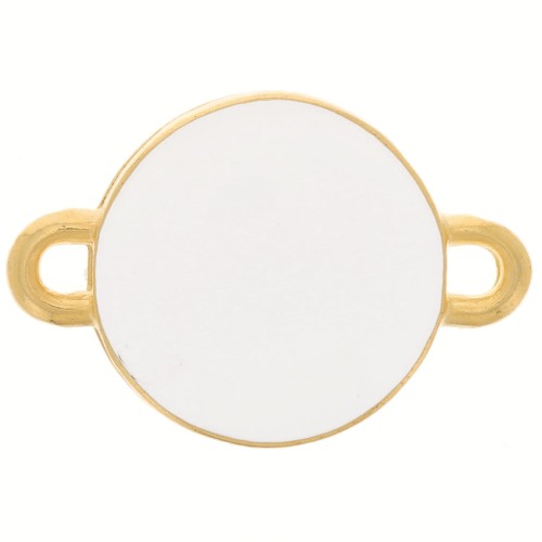 Distanziatore rotondo resina eposs. 2 anellini 12 mm Dorato con oro fino Bianco