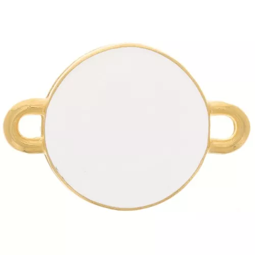 Distanziatore rotondo resina eposs. 2 anellini 12 mm Dorato con oro fino Bianco