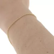 Catena maglia forzatina doppio anello mm.2 dorato con oro fino x m. 1