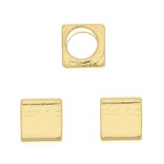 Perla cubo 3 mm - Dorato con oro fino x1