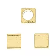 Perla cubo 3 mm - Dorato con oro fino x1