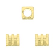 Perla cubo lavorata 3 mm - Dorato con oro fino x1