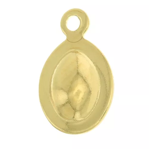 Ciondolo ovale bombato10.5x6.5 mm - Placcato oro 3 micron x1