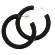 Orecchini cerchio spessi filo tondo in resina opaca 41 mm - Nero x2|raw }}